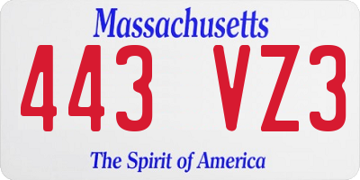 MA license plate 443VZ3
