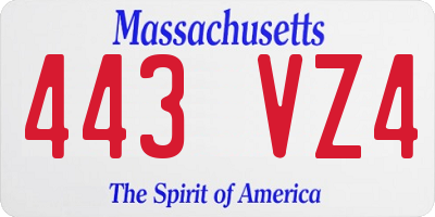 MA license plate 443VZ4