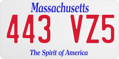 MA license plate 443VZ5