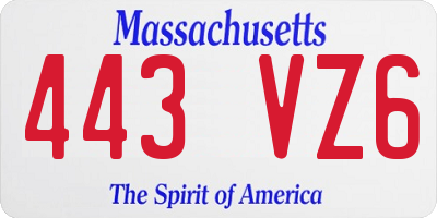 MA license plate 443VZ6