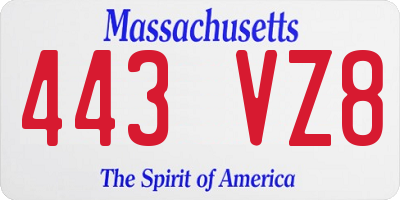 MA license plate 443VZ8