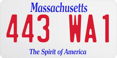 MA license plate 443WA1