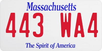 MA license plate 443WA4