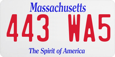 MA license plate 443WA5