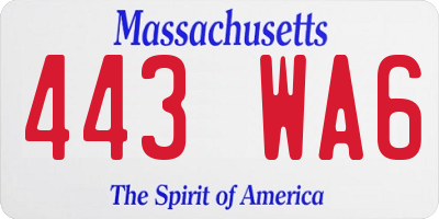 MA license plate 443WA6