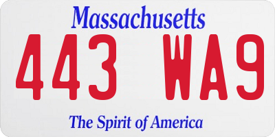 MA license plate 443WA9
