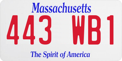 MA license plate 443WB1