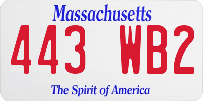 MA license plate 443WB2