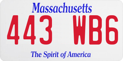 MA license plate 443WB6