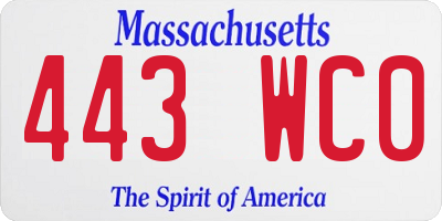 MA license plate 443WC0