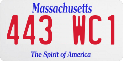 MA license plate 443WC1