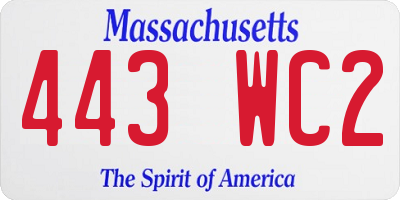 MA license plate 443WC2