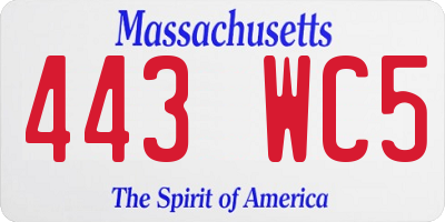 MA license plate 443WC5