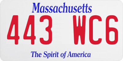 MA license plate 443WC6