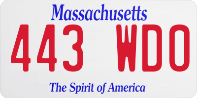 MA license plate 443WD0