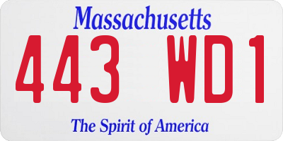 MA license plate 443WD1