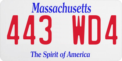 MA license plate 443WD4
