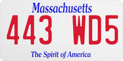 MA license plate 443WD5