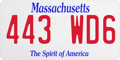 MA license plate 443WD6