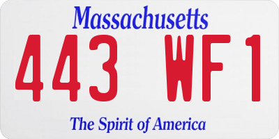 MA license plate 443WF1