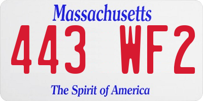 MA license plate 443WF2
