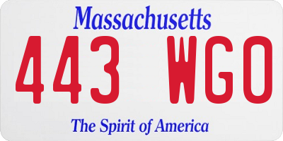 MA license plate 443WG0