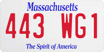 MA license plate 443WG1