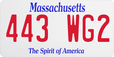 MA license plate 443WG2
