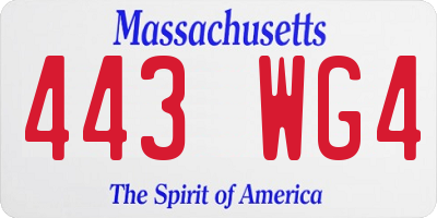 MA license plate 443WG4