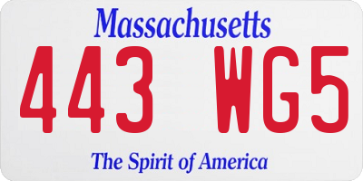 MA license plate 443WG5