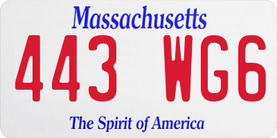 MA license plate 443WG6