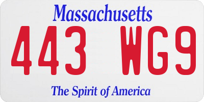 MA license plate 443WG9