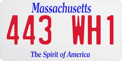 MA license plate 443WH1
