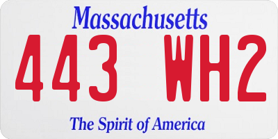 MA license plate 443WH2