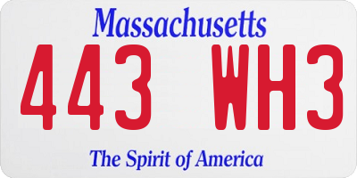 MA license plate 443WH3