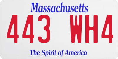 MA license plate 443WH4