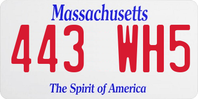 MA license plate 443WH5