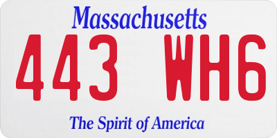 MA license plate 443WH6