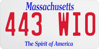 MA license plate 443WI0