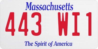 MA license plate 443WI1