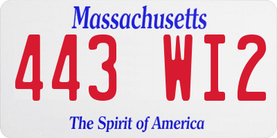 MA license plate 443WI2