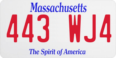 MA license plate 443WJ4