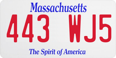 MA license plate 443WJ5