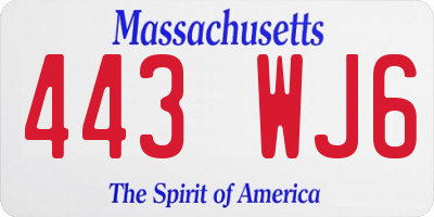 MA license plate 443WJ6
