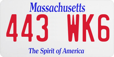 MA license plate 443WK6