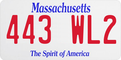 MA license plate 443WL2