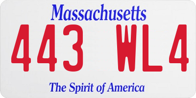 MA license plate 443WL4