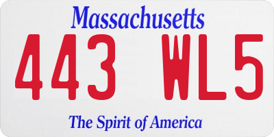 MA license plate 443WL5