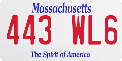 MA license plate 443WL6