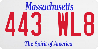 MA license plate 443WL8